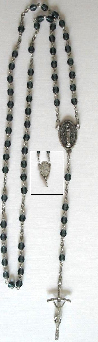 Rosary - Chain with Small Glass Dark Beads