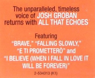 Josh Groban - All That Echoes - Music CD