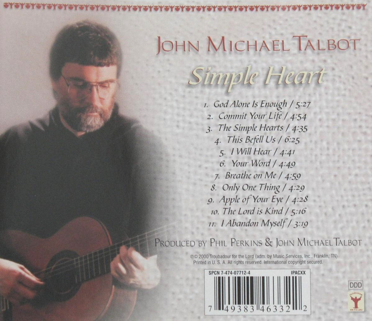 John Michael Talbot - Simple Heart - Music CD - Demo - Used