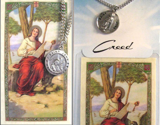 Pewter Medal with Chain & Prayercard - St. John the Evangelist