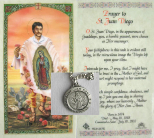 Pewter Medal with Chain & Prayercard - St. Juan Diego