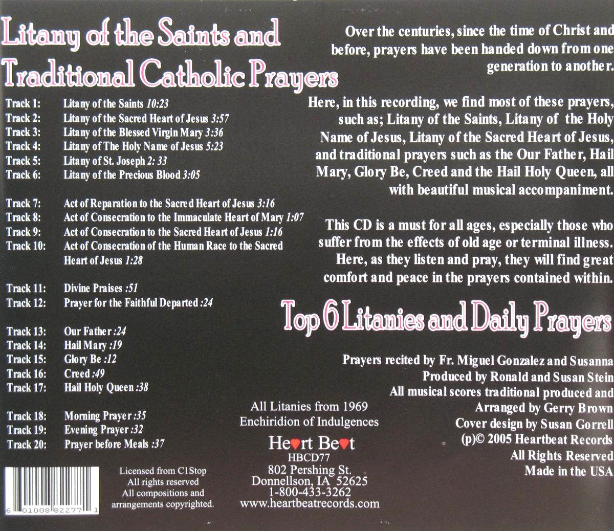 Litany of the saints & Traditional Catholic Prayers - CD - Demo - Used
