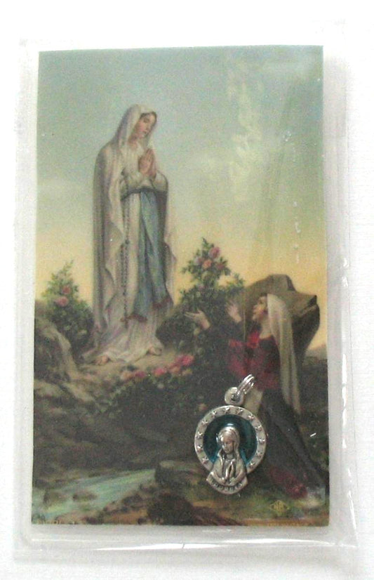 Lourdes Medal with Laminated Prayercard