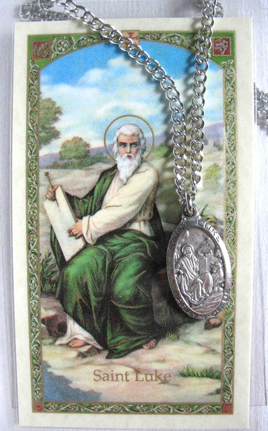 Pewter Medal with Chain & Prayercard - St. Luke