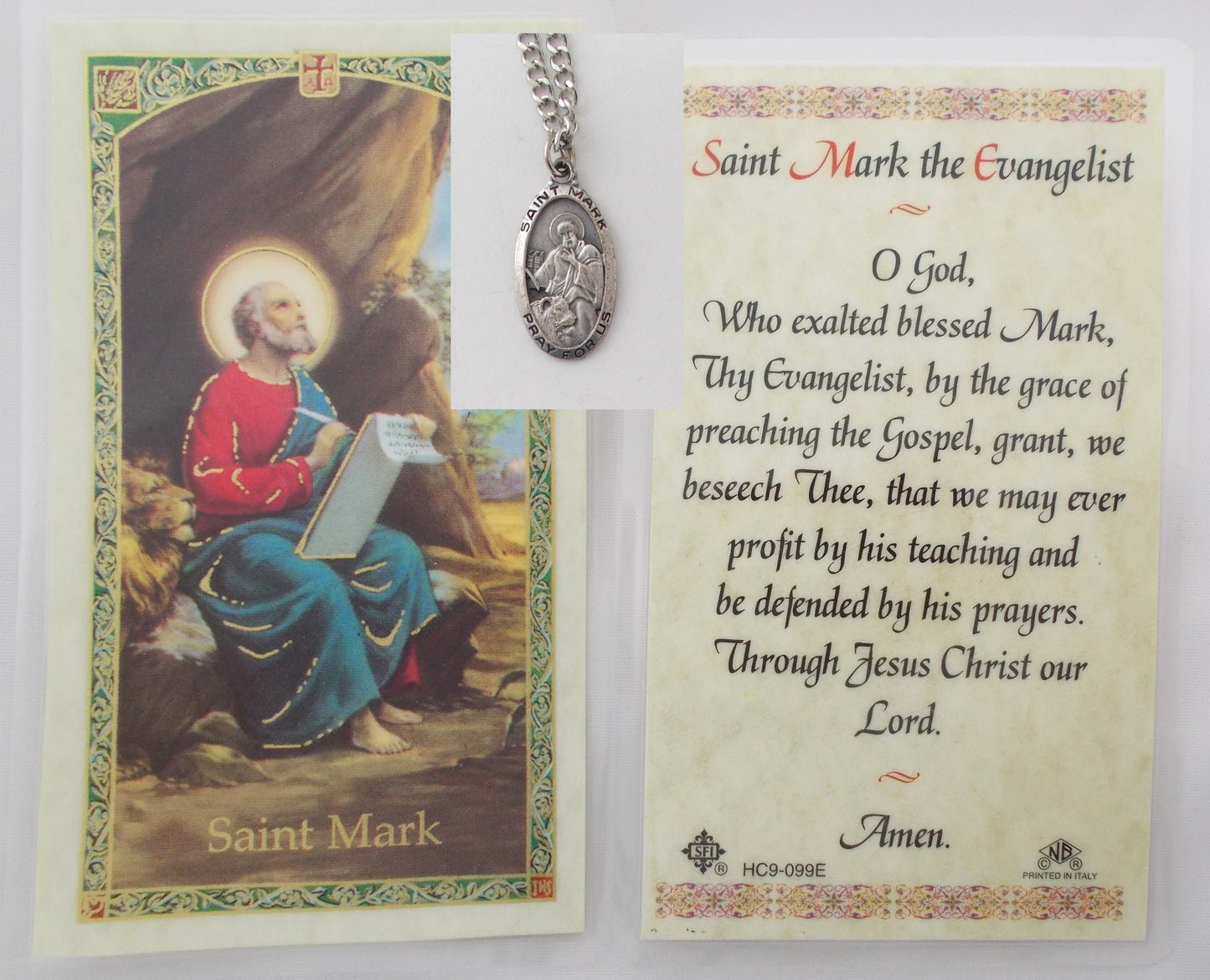 Pewter Medal with Chain & Prayercard - St. Mark