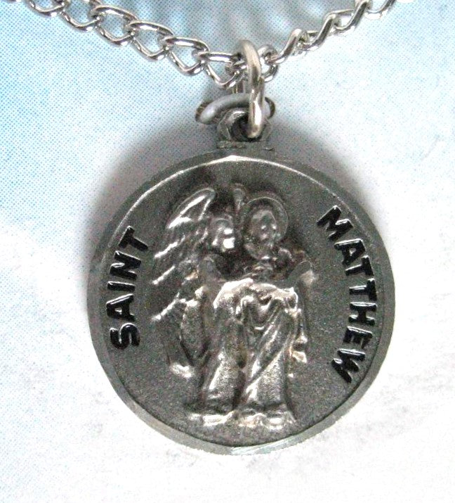 Pewter Medal with Chain & Prayercard - St. Matthew