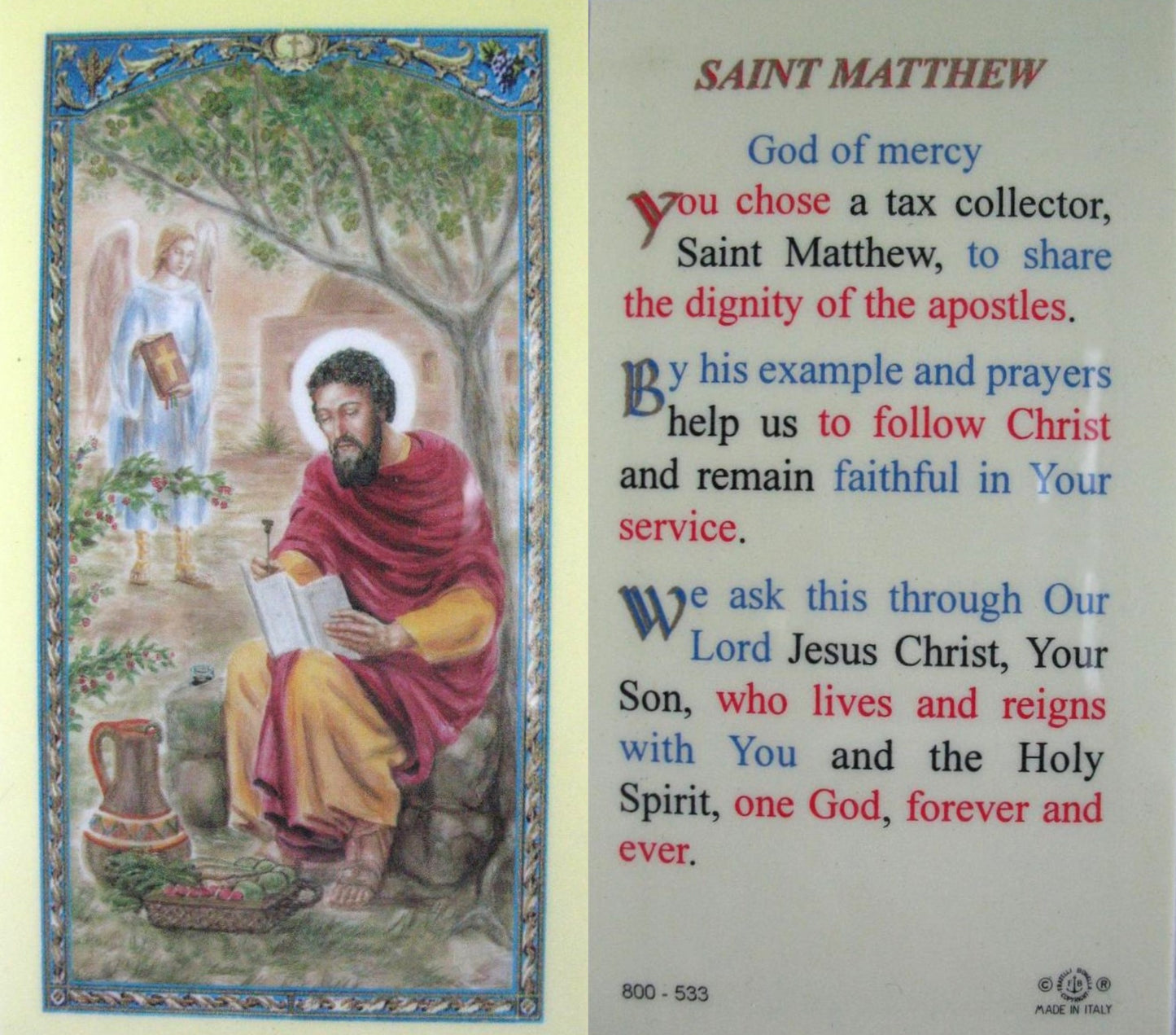 Pewter Medal with Chain & Prayercard - St. Matthew