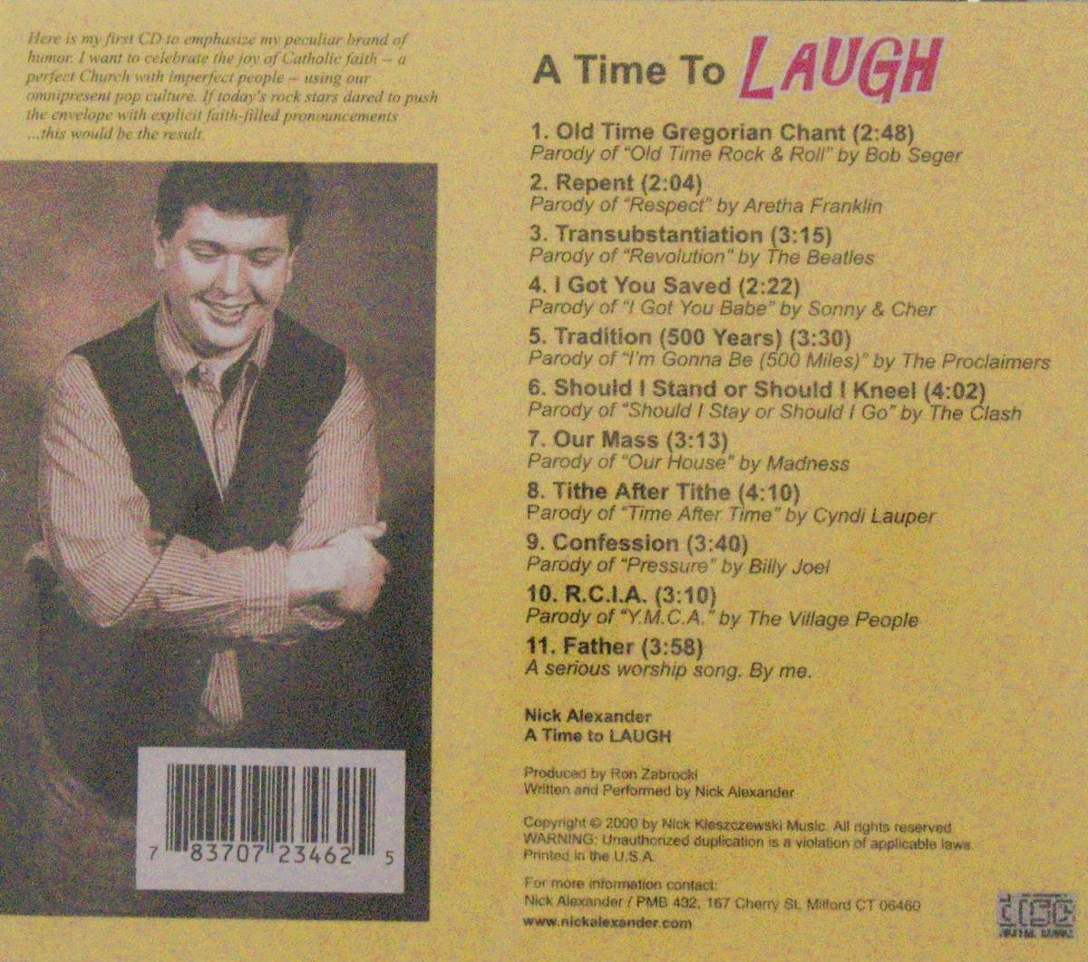 Nick Alexander - A Time To Laugh - Catholic Parodies - Music CD