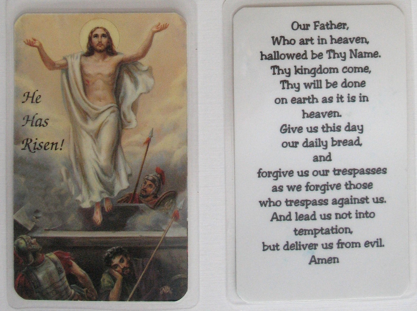 Laminated - Risen Christ - Our Father Prayer