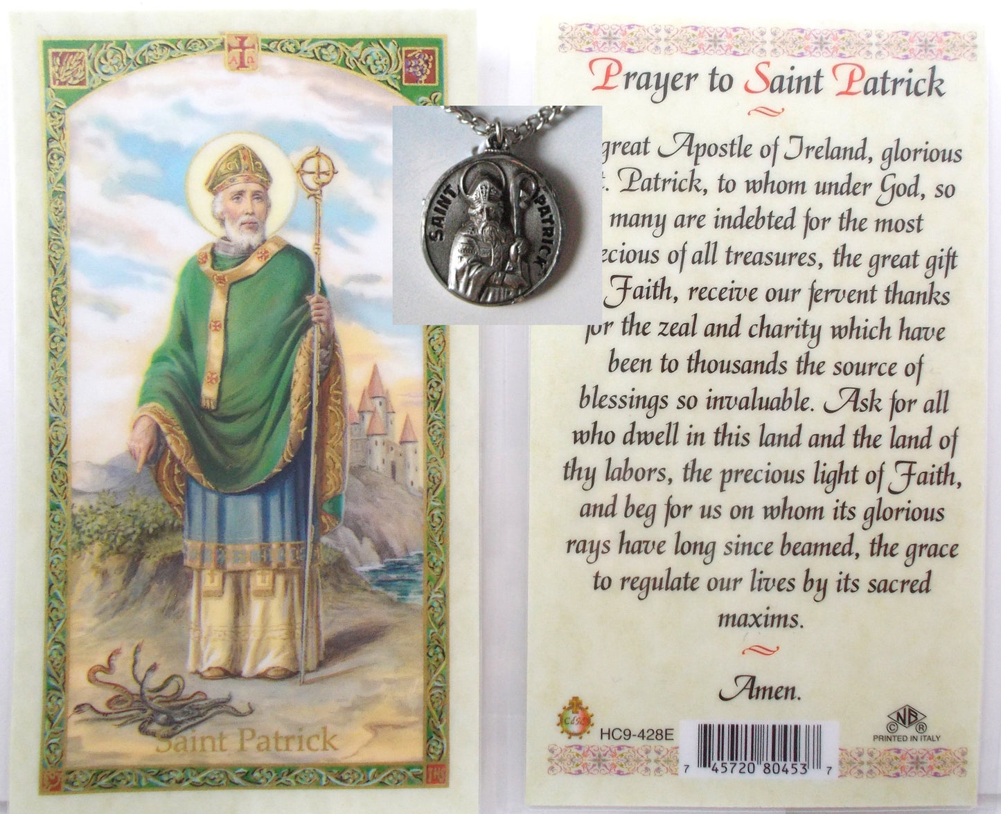 Pewter Medal with Chain & Prayercard - St. Patrick