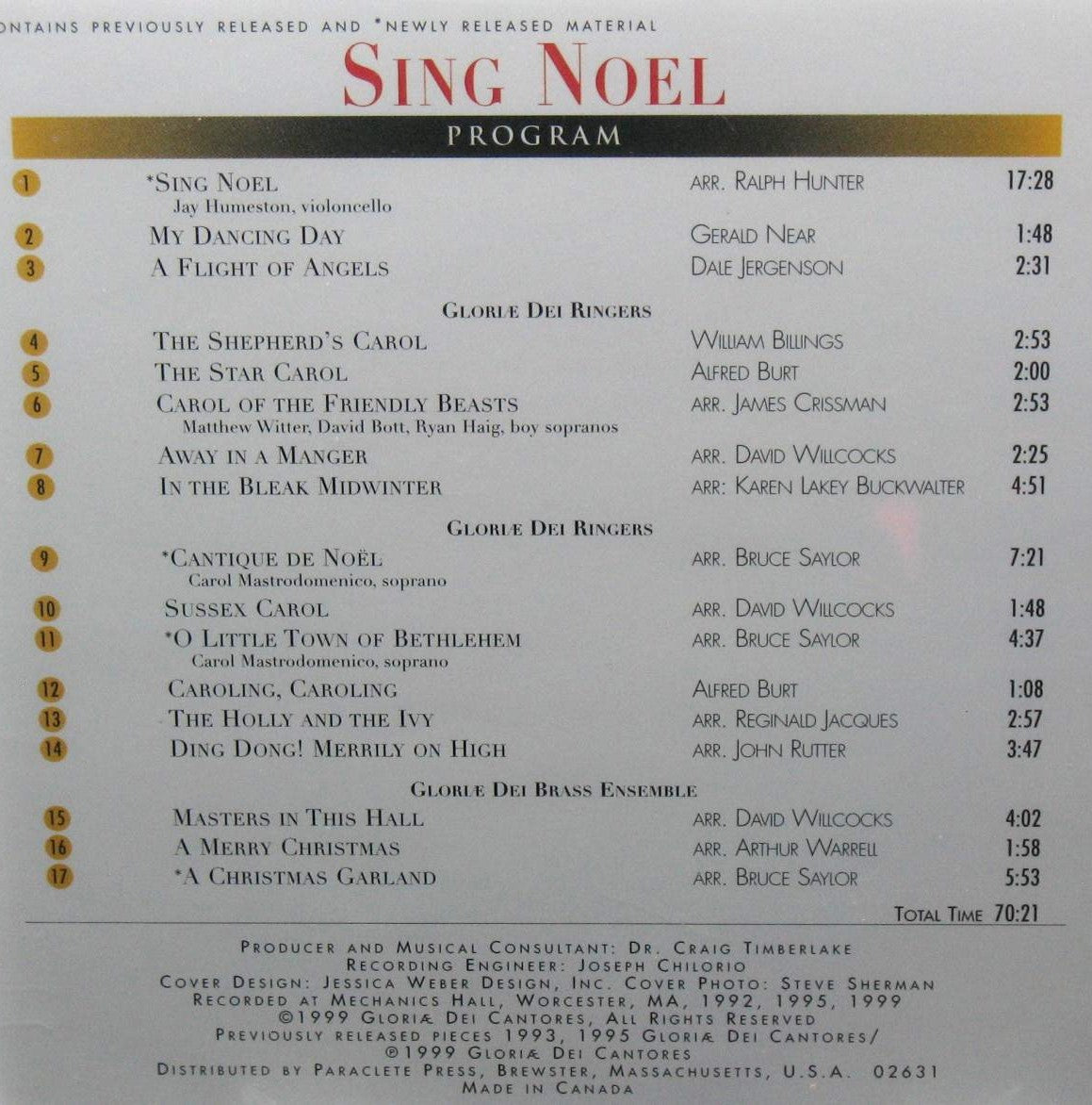 Gloriae Dei Cantores - Sing Noel - Music CD