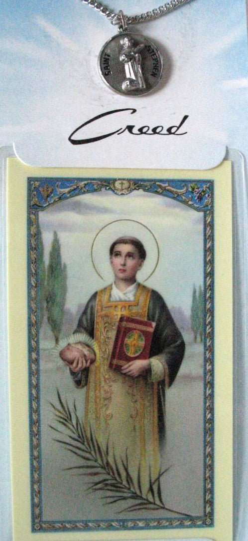 Pewter Medal with Chain & Prayercard - St. Stephen