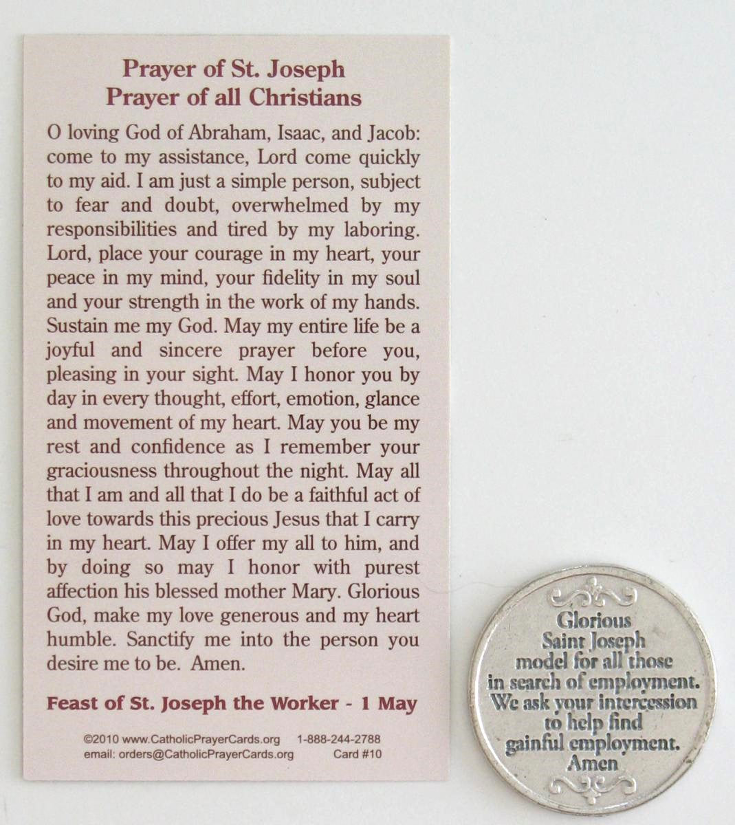 St. Joseph the Worker Pocket Token & Prayercard