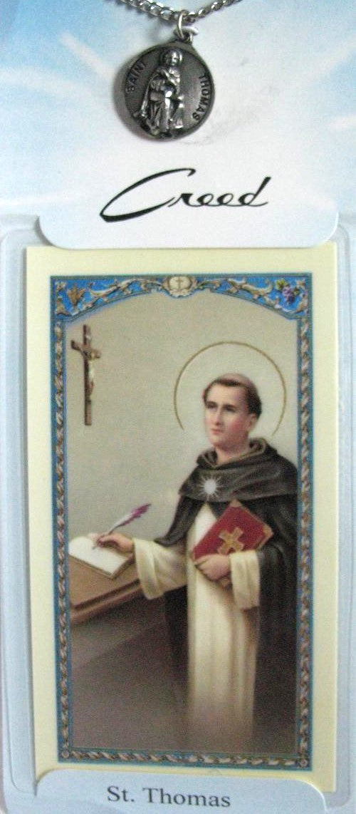 Pewter Medal with Chain & Prayercard - St. Thomas Aquinas