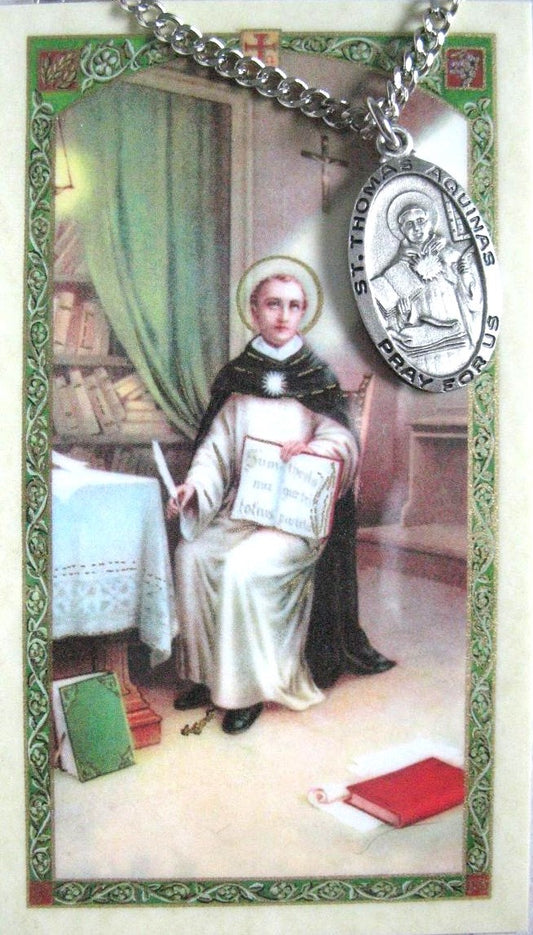 Pewter Medal with Chain & Prayercard - St. Thomas Aquinas