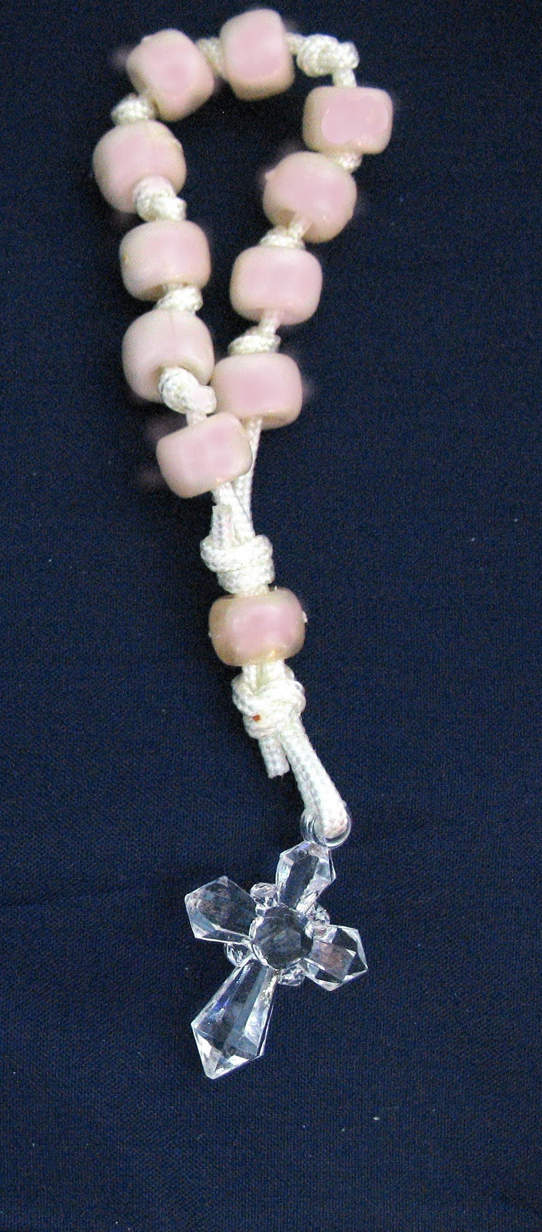 Rosary - One Decade Cord with Clear Plastic Cross - Bulk Pricing Available!