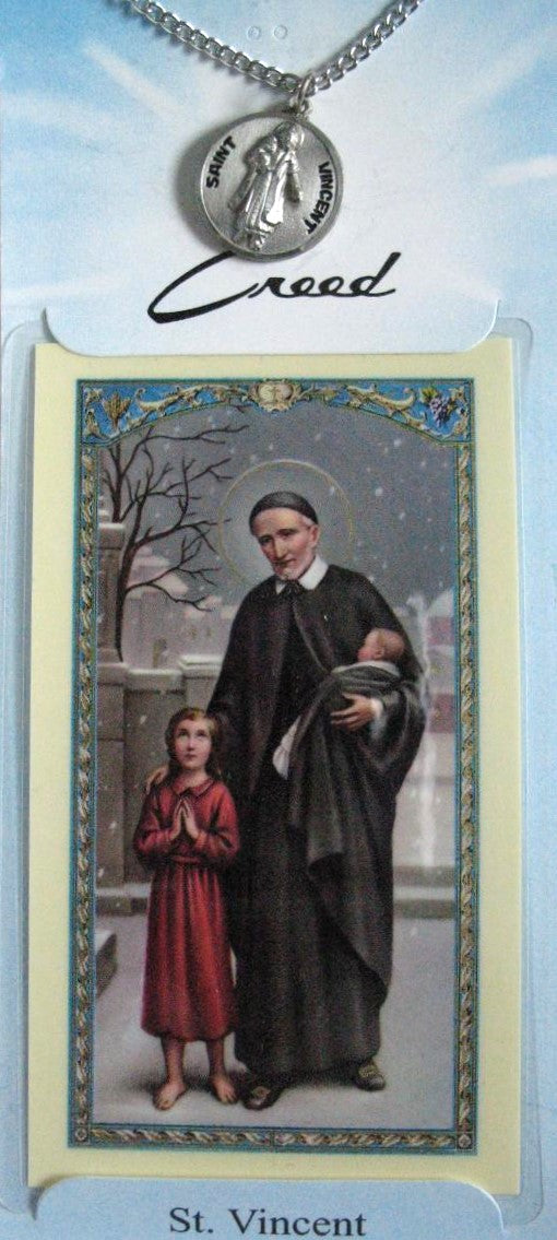 Pewter Medal with Chain & Prayercard - St. Vincent